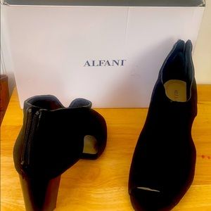 Black Suede open toe and side dressy shoe